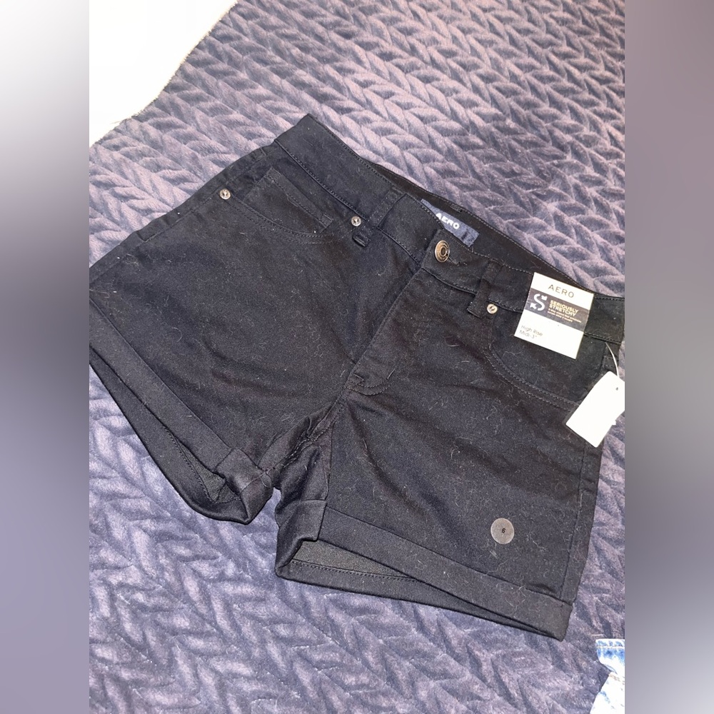 Aero Women's Black Jean Shorts